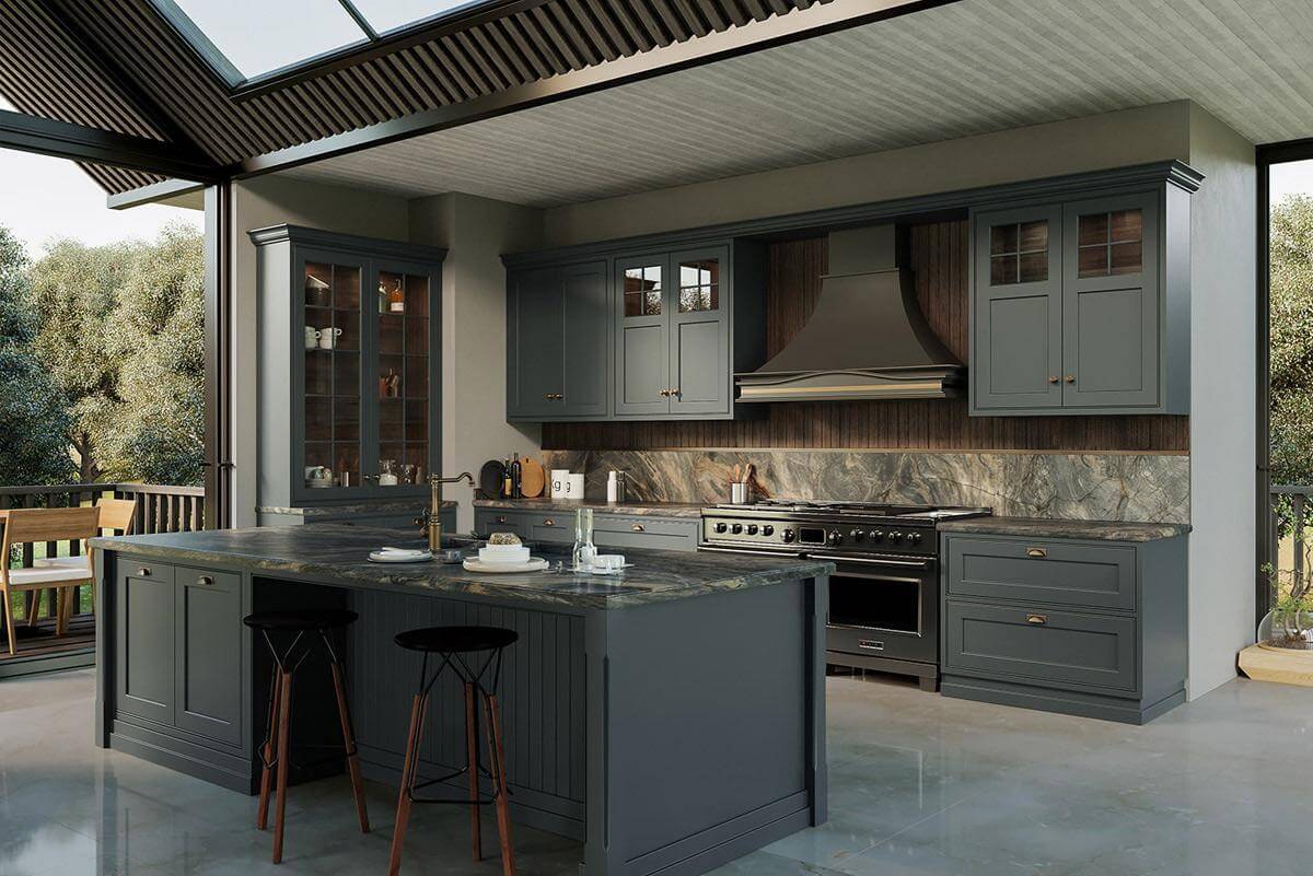Thiết kế nội thất phòng bếp với tone màu tối